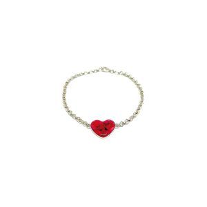 Pulsera de plata con corazón rojo con la ceniza de tu mascota