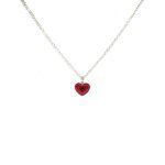 Colgante de corazón rojo con cadena de plata con ceniza de tu mascota